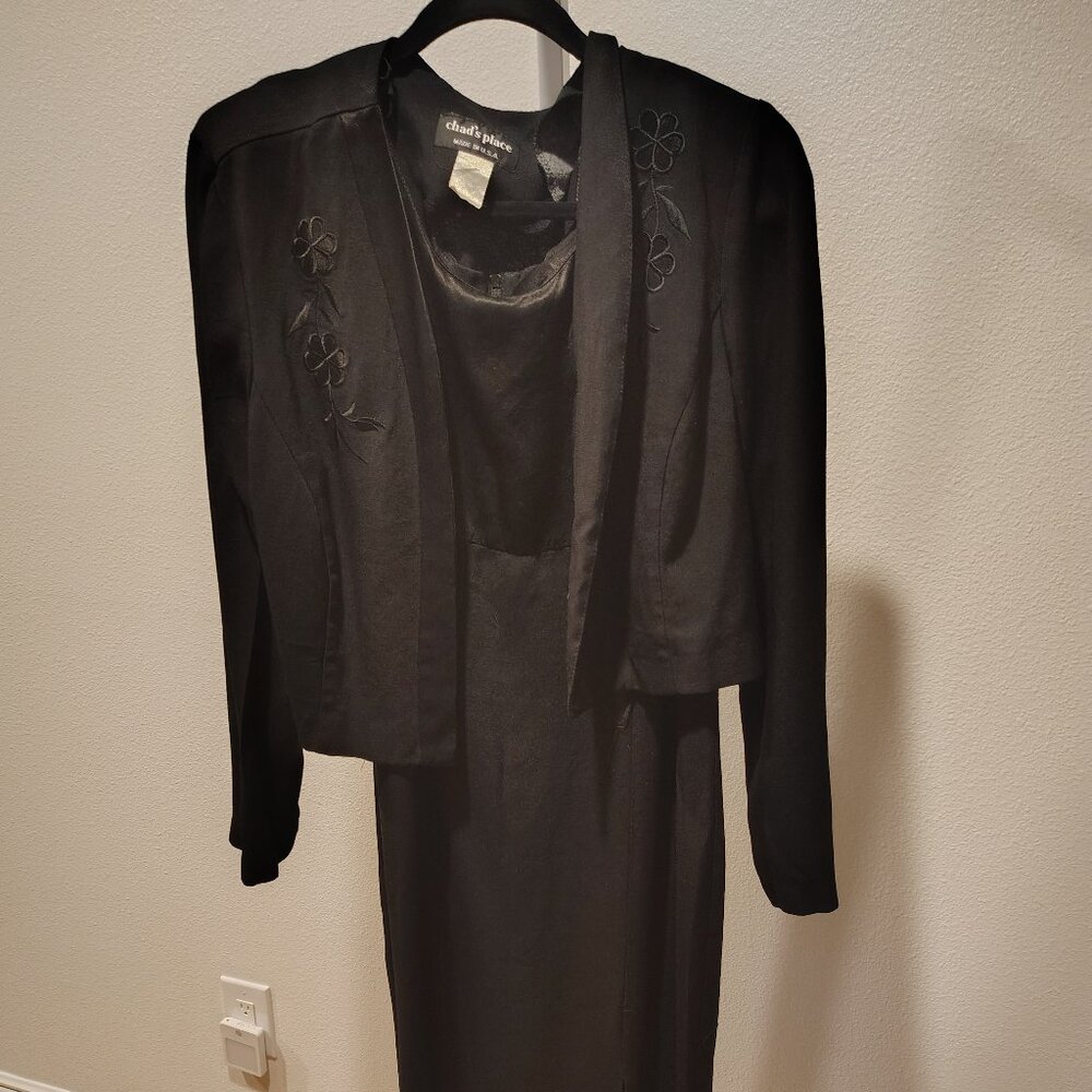 Chad's Place Women's Vintage 2 Piece Black Dress